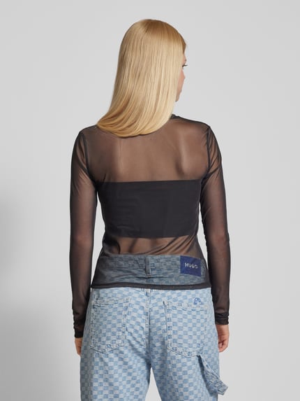 NOISY MAY® Shirt met lange mouwen in semi-transparant design, model 'JUDITH' BLACK - 5