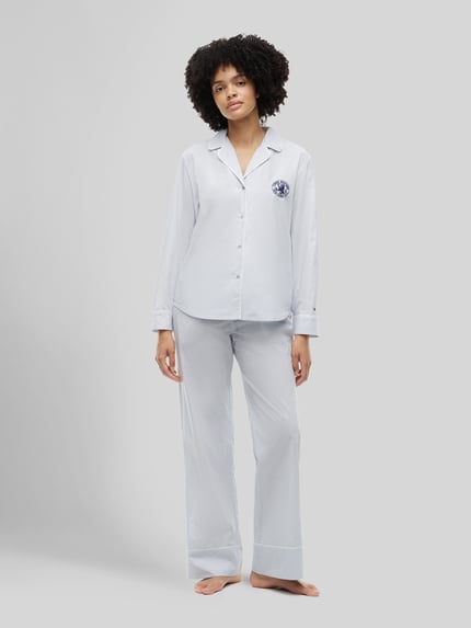 Tommy Hilfiger Comfort Fit Pyjama Oberteil aus reiner Baumwolle Hellblau 1