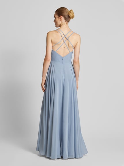 LUXUAR FASHION Abendkleid mit Wasserfall-Ausschnitt Rauchblau 5