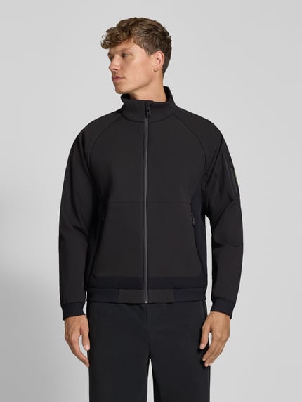 BOSS Green kardigan o kroju regular fit z polaru z sztruksowymi wstawkami model 'Cord Fleece' Czarny 4
