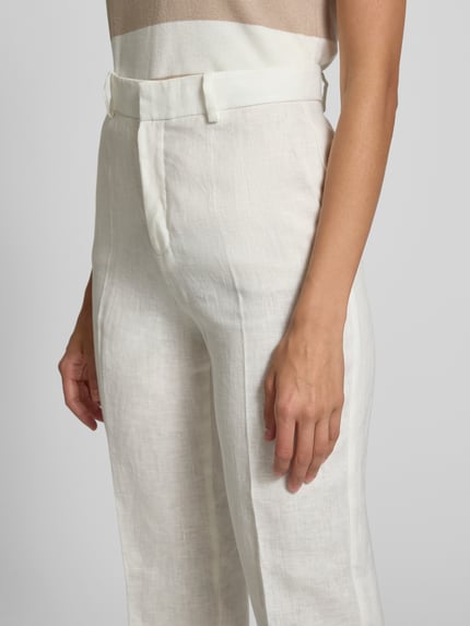 MANGO Regular Fit Leinenhose mit Eingrifftaschen Modell 'BORELI' Offwhite 3