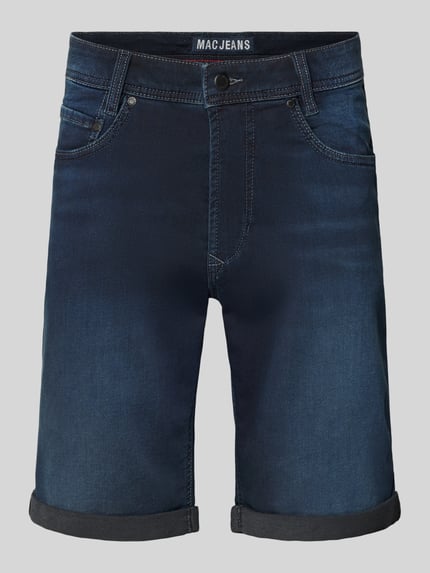 Produktfoto, Regular Fit Bermudas in Denim-Optik mit Eingrifftaschen von MAC aus Baumwoll-Elasthan-Mix im Used-Look, Umschlag, dunkelblau