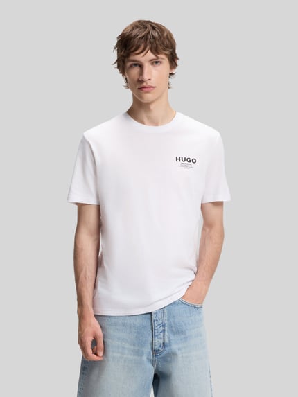 HUGO Blue krój regular fit t-shirt z czystej bawełny model 'NESPTEE' Biały 4