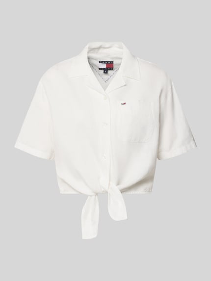 regular fit linnen blouse van mix van linnen met strikdetail Shop The Look MANNEQUINE