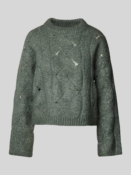 VERO MODA Relaxed Fit Strickpullover mit Wollanteil Modell 'LINA' Schilf 2