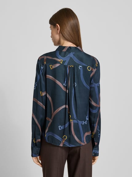 0039 Italy Overhemdblouse met knoopsluiting, model 'SIA' Donkerblauw - 5