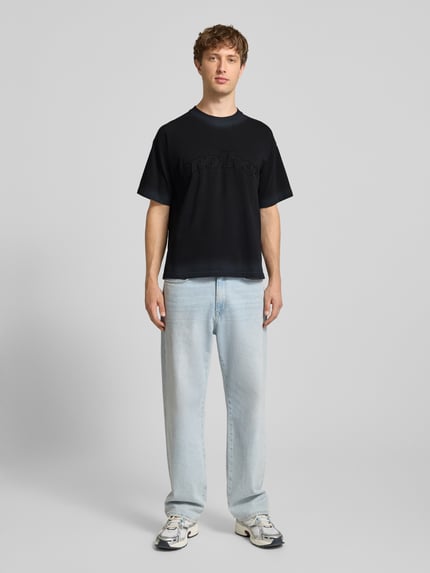 ANOTHER COTTON LAB T-shirt z Wyhaftowane logo i Okrągły dekolt Czarny 1