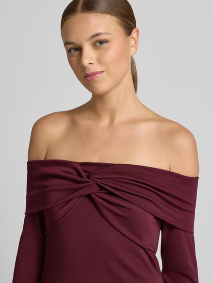 Lauren Ralph Lauren Dopasowana sukienka biznesowa z dekoltem carmen model 'PONCIO' Ciemnoczerwony 3