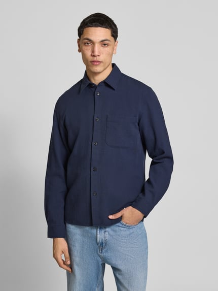 Marc O'Polo DENIM Regular Fit Freizeithemd aus reiner Baumwolle Marine 4