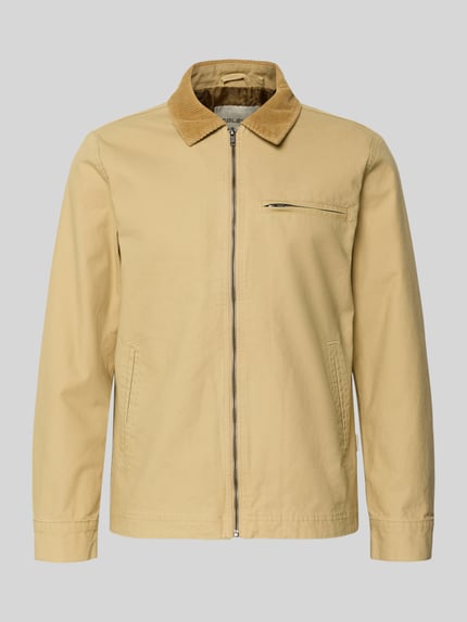 Productfoto, zandkleurige Jacke met borstzak model 'FONTANA' van Blend, regular fit, omgeslagen kraag, rits, katoenen textuur