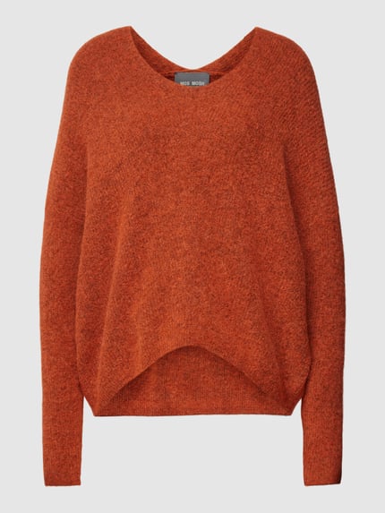 MOS MOSH Gebreide pullover met V-hals, model 'THORA' Oranje - 2