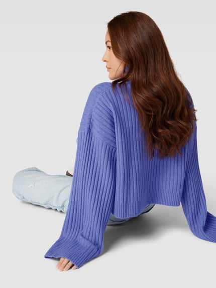 EDITED Korte gebreide pullover in riblook, model 'Rodina' Lavendel - 3