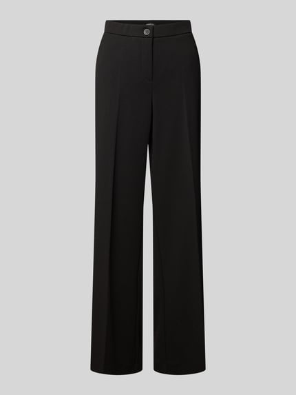 Stehmann Wide leg bandplooibroek met steekzakken, model 'Hillda' Zwart - 2