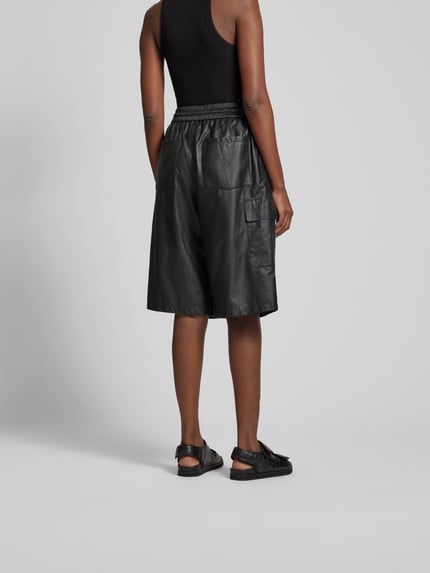 Yves Salomon Leren shorts met cargozak Zwart - 5