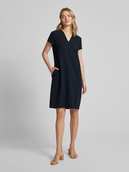 windsor. Knielange jurk met viscose en V-hals Marineblauw - 4