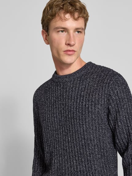 JACK & JONES Regular Fit Strickpullover aus Baumwoll-Mix Modell 'AXON' Dunkelblau 3