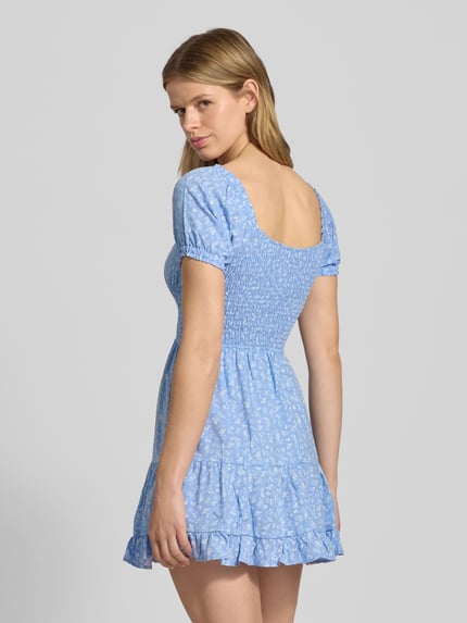 REVIEW Minikleid aus Viskose mit Smok-Details Bleu 5