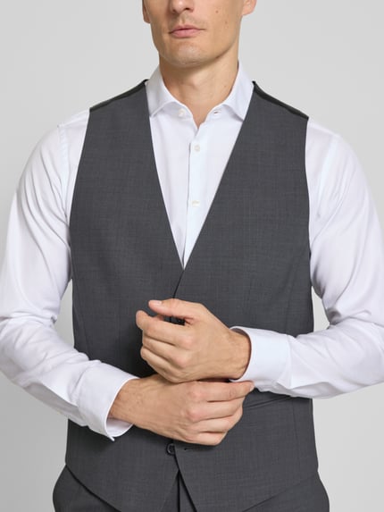 BOSS Regular Fit Anzugweste aus Schurwoll-Mix Anthrazit 3