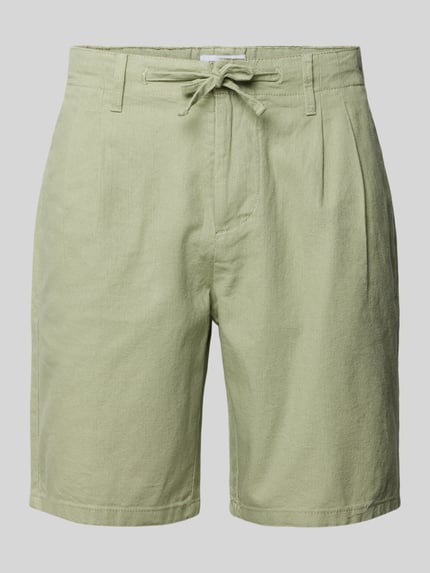 ONLY & SONS Regular Fit Shorts aus Baumwoll-Mix mit Leinen-Anteil Modell 'LARGO' Oliv 2