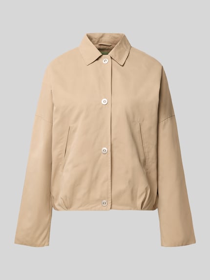 Produktfoto, Blouson aus reiner Baumwolle van WHITE LABEL in beige met knoopsluiting, steekzakken, losse fit, katoen, 62 cm ruglengte