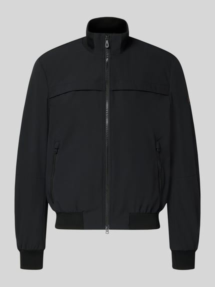 Produktfoto, schwarze Jacke mit Stehkragen Modell 'POTOSI' von Peuterey, Zweiwege-Reißverschluss, Material-Mix mit Stretch-Anteil, Regular Fit
