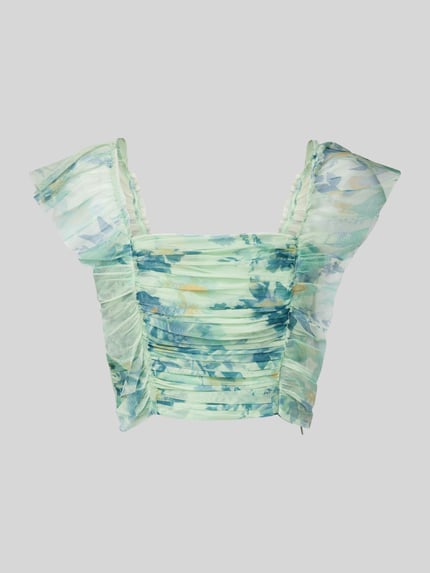 Lace & Beads Top z falbanami Zielony 2