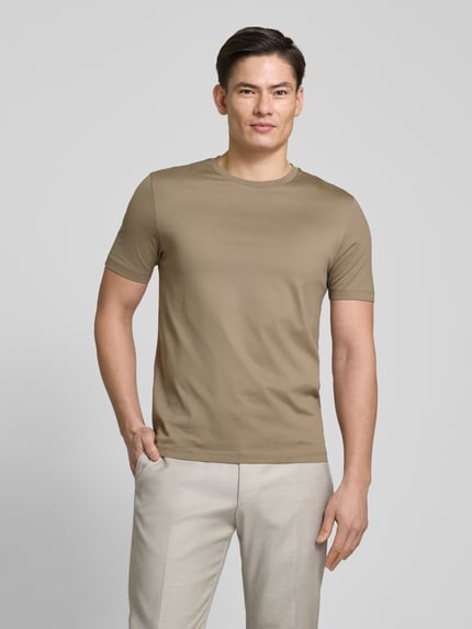 HUGO T-shirt z okrągłym dekoltem model ‘Dimerstee’ Jasnobrązowy 4