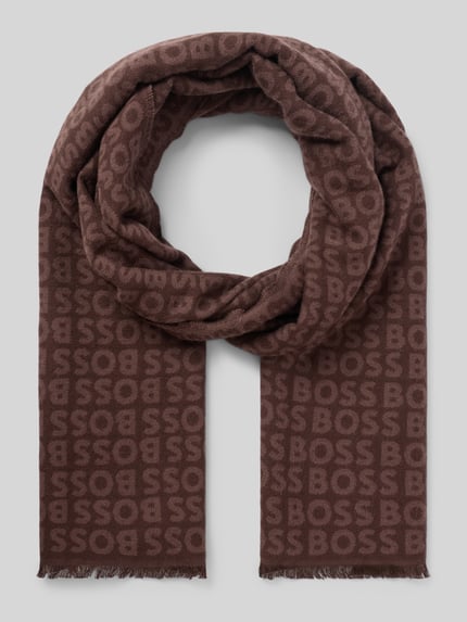 BOSS Schal mit eingewebter Logo-Struktur Dunkelbraun 1