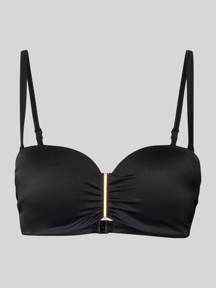 Produktfoto, Balconette Bikini mit wattierten Cups Modell 'TOGO MAGO' von DORINA, Schwarz, glatte Textur, Stretch-Material, goldener Akzent vorn