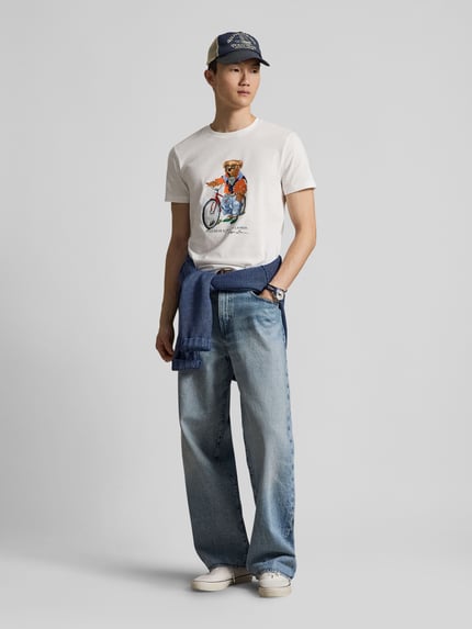 Polo Ralph Lauren Slim Fit T-Shirt mit Polo Bear Print Weiss 1