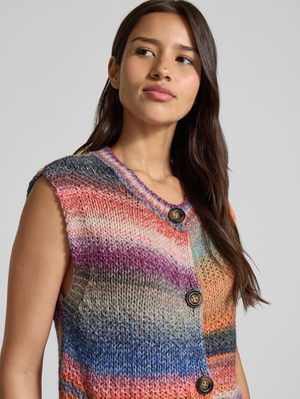 LOLLYS LAUNDRY Strickweste mit Rundhalsausschnitt Modell 'Nynne' Orange 3