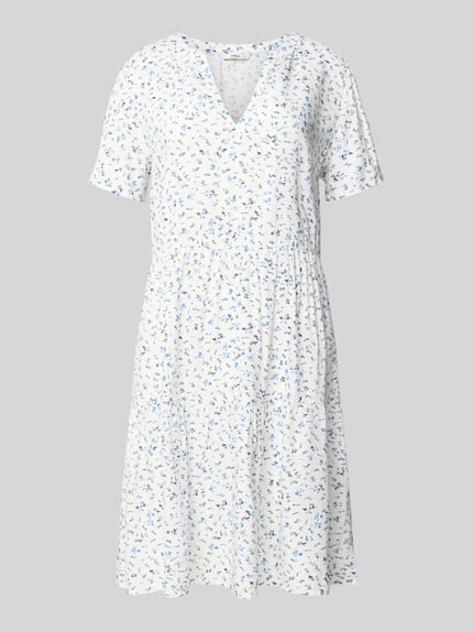 Produktfoto, Tailliertes Sommerkleid aus reiner Viskose Modell 'ZALLY LIFE' von Only, efekt: wzór na całej powierzchni, krój: taliowany, długość: mini, dekolt w serek, rękaw: krótki rękaw, materiał: czysta wiskoza