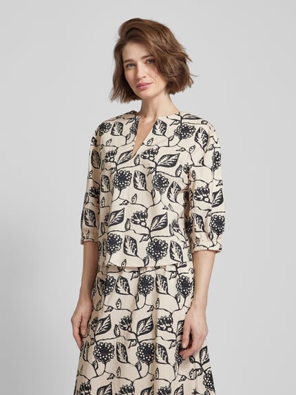 Lanius Blouse met V-hals Offwhite - 4