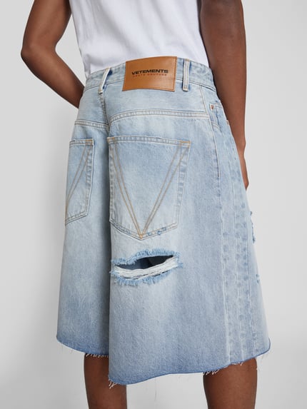 VETEMENTS Szorty jeansowe z przetarciami Niebieski 3