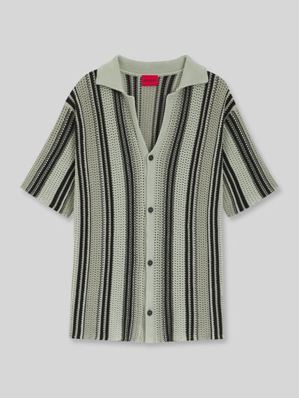 HUGO Relaxed Fit Freizeithemd aus Strick Modell 'SEESORN' Mint 2