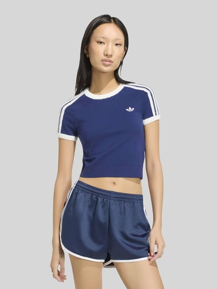adidas Originals t-shirt Slim w kroju slim fit z mieszanki wiskozy z wyhaftowanym logo Ciemnoniebieski 3