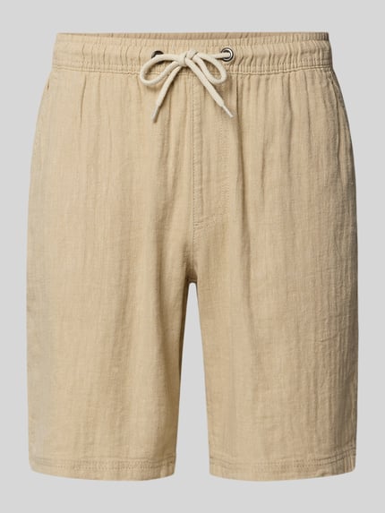 Produktfoto, Shorts aus Leinen-Baumwoll-Mix Modell 'ORLANDO' von Redefined Rebel, Beige, Struktur mit Tunnelzug am elastischen Bund, Regular-Fit, Herren, Bundweite 38 cm, Innenbeinlänge 23 cm, glatte Textur