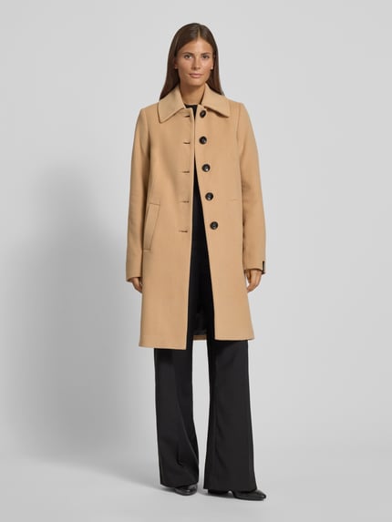Milo Coats Krótki płaszcz z mieszanki wełny lana z wykładanym kołnierzem model ‘ISA’ Camel 1