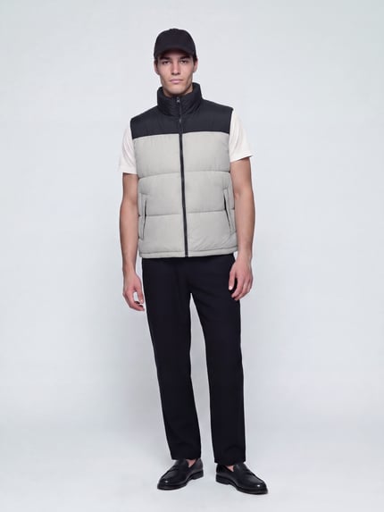 ONLY & SONS Steppweste mit hohem Stehkragen Sand 1