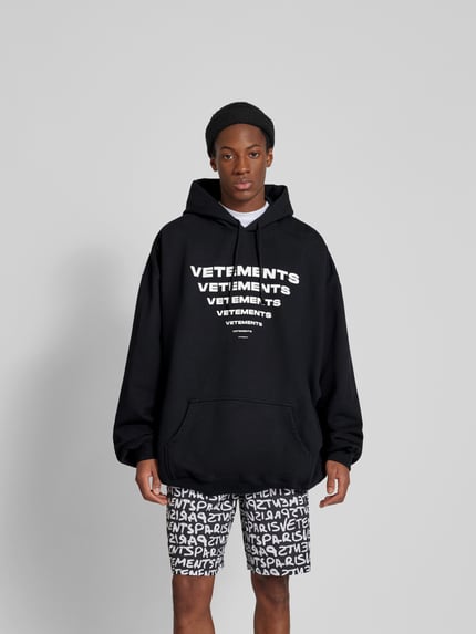 VETEMENTS oversized hoodie met labelprint Zwart - 4