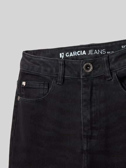 Garcia Jeansy o kroju straight fit z wpuszczanymi kieszeniami Czarny 2