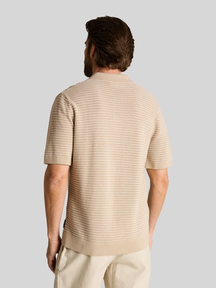 Tom Tailor Regular Fit Poloshirt aus einer Baumwolle in Strickoptik Beige 5