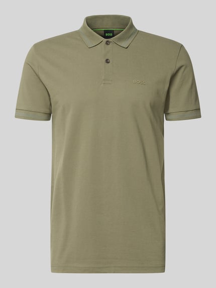 Produktfoto, zielona koszulka polo Regular Fit Poloshirt aus reiner Baumwolle Modell 'PIO 1' od BOSS Green, gładka tekstura