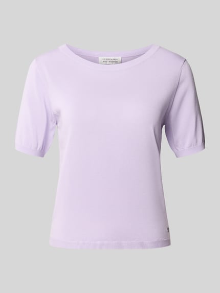 Produktfoto, lichtpaars strickshirt aus Lyocell-mix mit rundhalsausschnitt van GUIDO MARIA KRETSCHMER WOMAN, slim fit, gladde textuur, label-detail, ruglengte 49 cm, mouwlengte 23 cm