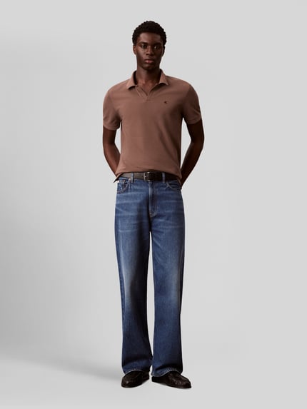 Calvin Klein Jeans Regular Fit Poloshirt aus reiner Baumwolle Schoko 1
