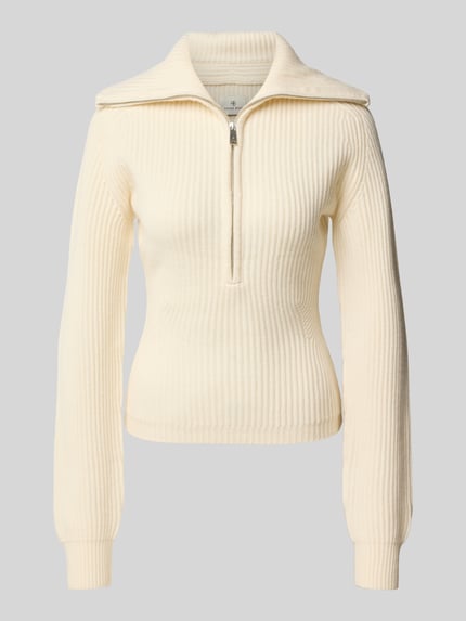 Anine Bing Pullover aus Wolle mit Troyerkragen Ecru 2