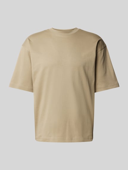 Jake*s Studio Men T-shirt z prążkowanym okrągłym dekoltem Ziemisty brązowy 2
