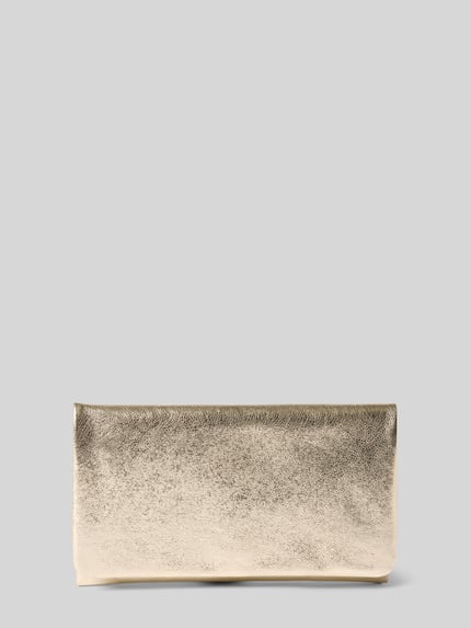 Produktfoto, Clutch aus echtem Leder mit Strukturmuster von Abro in goldener Farbe, rechteckige Form, feine geprägte Textur, 23x14x4 cm, Umschlag mit Magnetverschluss, geeignet als Damenaccessoire.