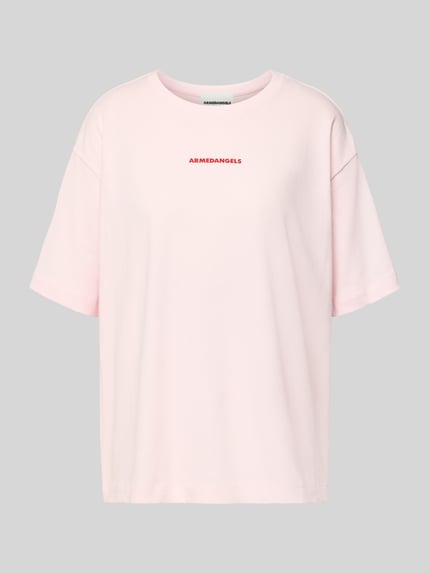 Produktfoto, oversized T-shirt uit puur katoen Model 'GIANNAA CHAANGE' van Armedangels, look: effen, labelprint, ronde hals, korte mouw, fijnrib