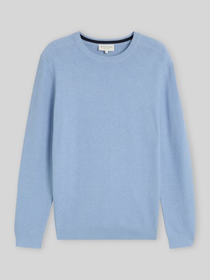Tom Tailor Regular Fit Pullover mit Crew Neck Kragen Blau 2